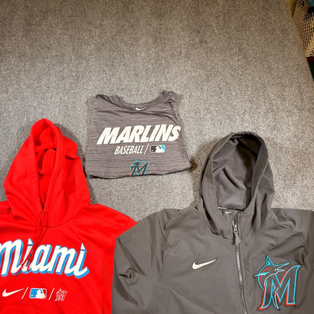 Nike Miami Marlins Jacket Hoodie Shirt Lot Men's XL MLB Authentic Collection